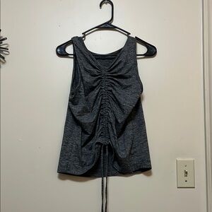 Gray Ruched Tie Front Sleeveless Tank Top